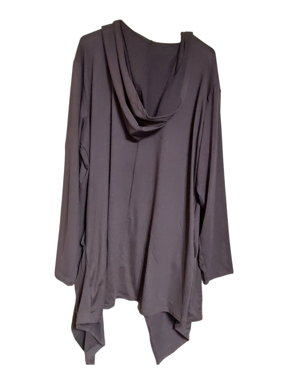 Draped Open-Front Hooded Cardigan in Dark Brown - Picture 4 of 5